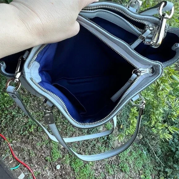 COACH Shoulder Bag Tote Satchel Carryall Women’s Light Blue w Silver Hardware - Picture 11 of 13